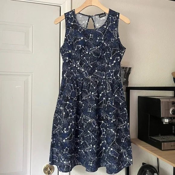 blue star mini dress Starlina Square Neck Beaded Mini Dress main image 1